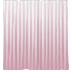 Soft Pink and White Gradated Stripes Shower Curtain