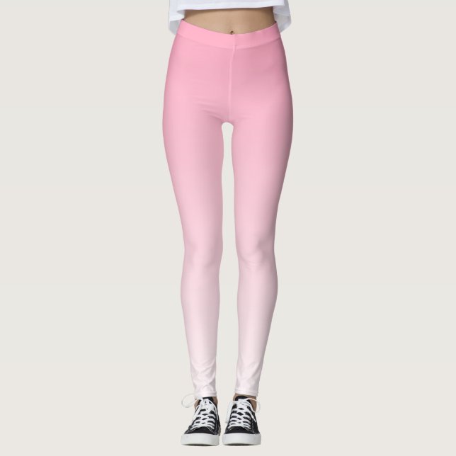 Soft Pink and White Gradient Leggings (Front)