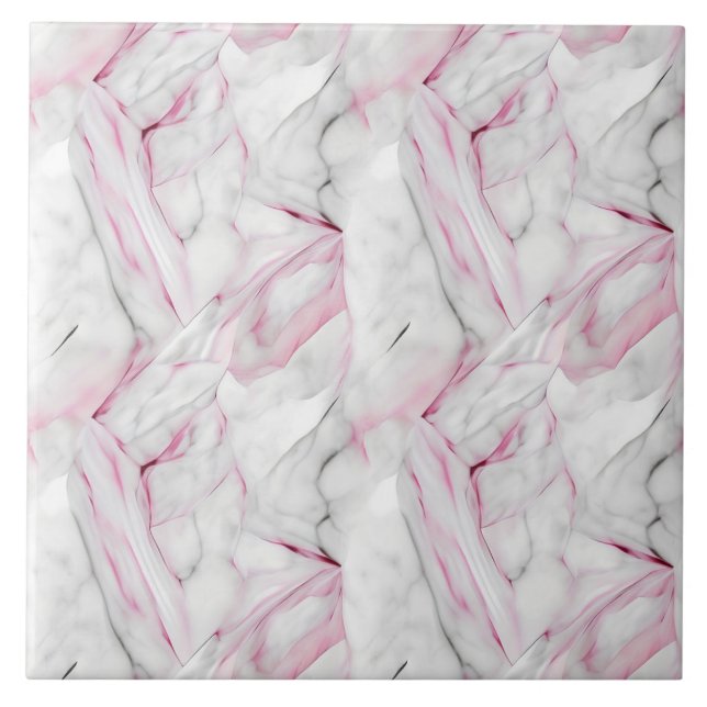 Soft pink and white marble ceramic tile (Front)