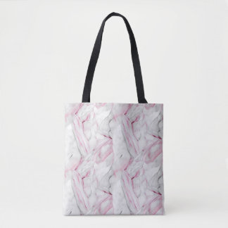 Soft pink and white marble tote bag