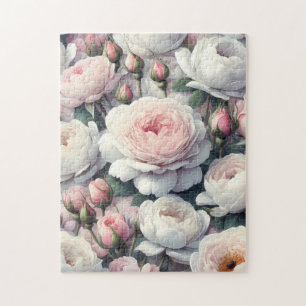 Soft Pink and White Peonies 252 Piece Puzzle
