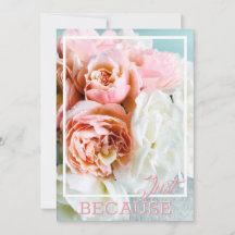 Soft Pink and White Roses Just Because Card