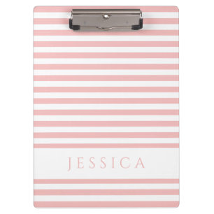 Soft Pink And White Striped Pattern Name Clipboard