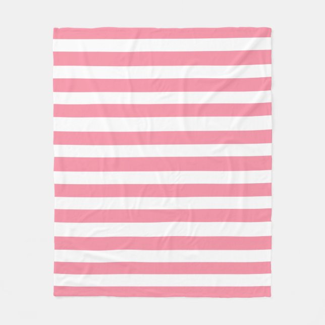 Soft Pink and White Stripes Fleece Blanket (Front)