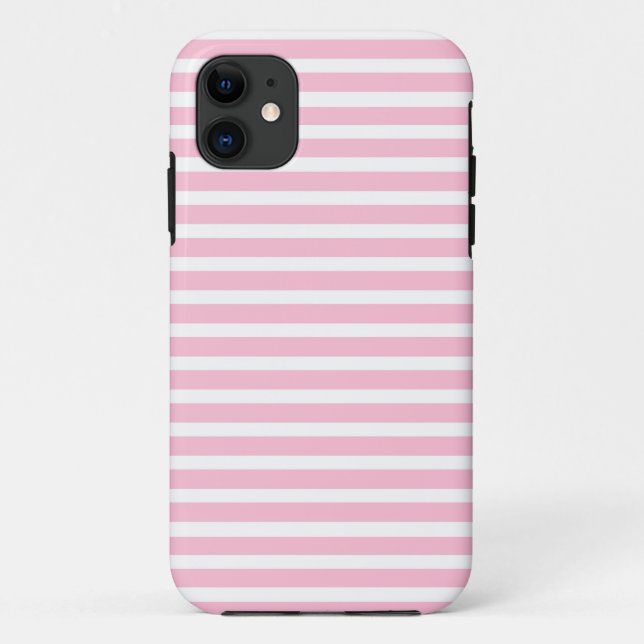 Soft Pink and White Stripes iPhone Case (Back)