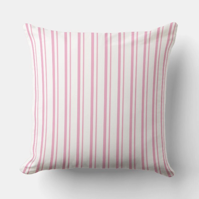 Soft Pink and White strips Cushion (Front)