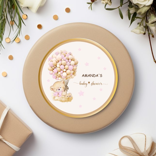 Soft Pink Baby Girl Teddy Bear Classic Round Sticker (Creator Uploaded)