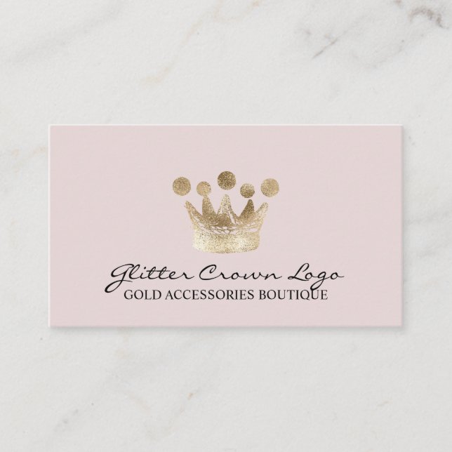 Soft Pink Baby Gold Crown Business Card (Front)