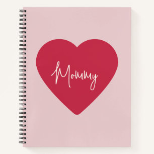 Soft Pink Background and Red Heart – Mummy Notebook