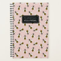 Soft Pink Bee Pattern Custom Name Planner