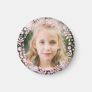 Soft Pink Berry Border Frame Photo Magnet