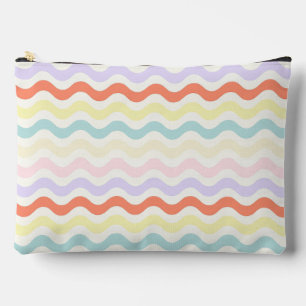 Soft Pink Blue Yellow Wavy Stripes Aesthetic Nurse Accessory Pouch