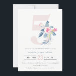 SOFT PINK BLUSH BLUE FLORAL 5TH ANY AGE BIRTHDAY INVITATION<br><div class="desc">If you need any further customisation or any other matching items,  please feel free to contact me at yellowfebstudio@gmail.com</div>
