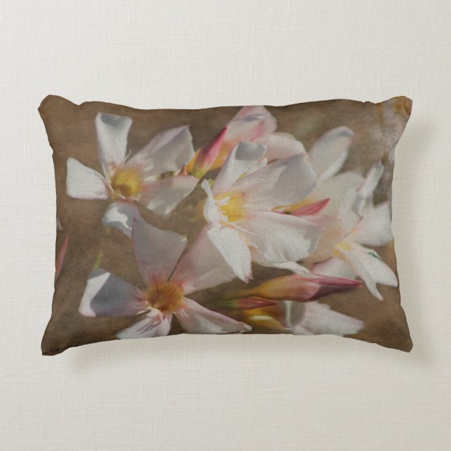 Soft Pink Blush Oleander Digital Art Decorative Cushion (Front)