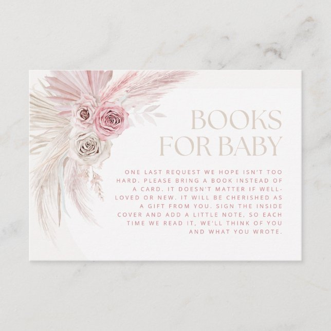 Soft Pink Boho Arch Books For Baby Enclosure Card (Front)