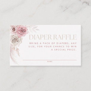 Soft Pink Boho Arch Diaper Raffle Enclosure Card