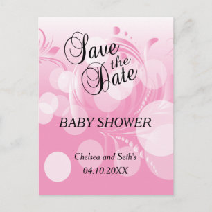 Soft Pink Bokeh Florid Baby Girl Shower Announcement Postcard