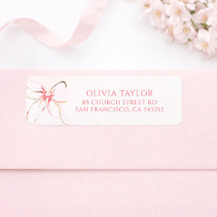 Soft Pink Bow Baptism Return Address Label