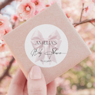 Soft Pink Bow Elegant Classic Round Sticker