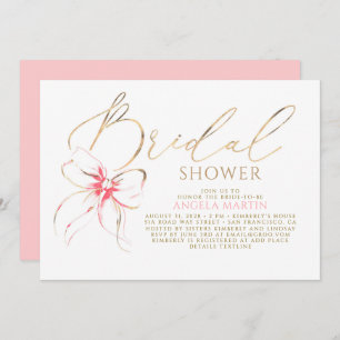 Soft Pink Bow Elegant Romantic Bridal Shower Invitation