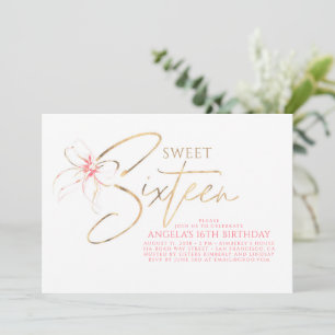 Soft Pink Bow Elegant Romantic Sweet 16th Birthday Invitation
