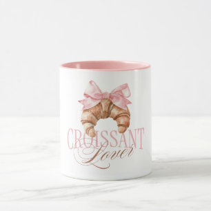 Soft Pink Bow French Coquette Croissant Mug