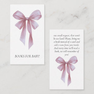 Soft Pink Bow Girl Baby Shower Books For Baby Enclosure Card