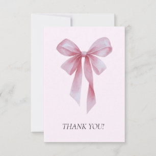 Soft Pink Bow Girl Baby Shower Thank You Card