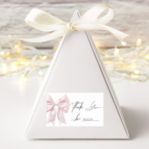 Soft Pink Bow Thank You Rectangular  Sticker