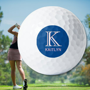 Soft Pink Bright Blue Golf Gal 3-Layers Monogram Balls