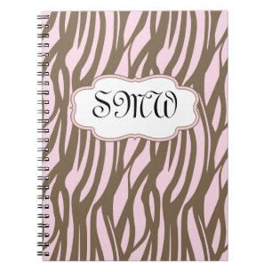 Soft Pink + Brown Monogram Frame Journal Notebook