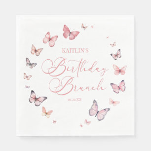Soft Pink Butterfly Birthday Brunch Party Napkin