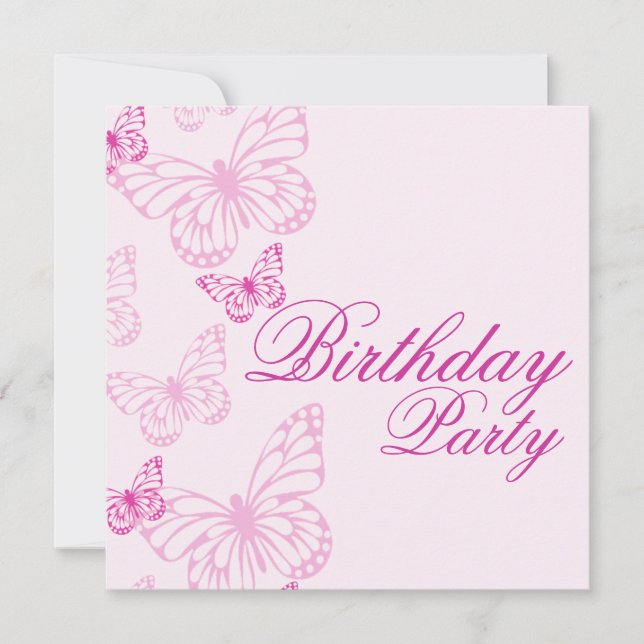 Soft Pink Butterfly Birthday Invitation (Front)