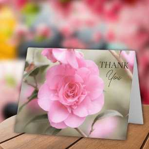 Soft Pink Camellia Flower Thank You Card