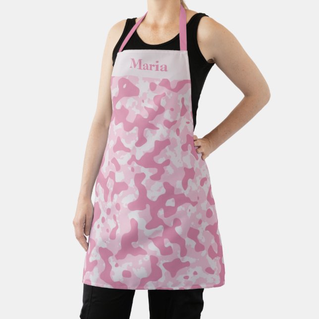 Soft Pink Camouflage Design Apron (Insitu)