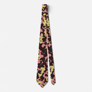 Soft Pink Camouflage in Light Yellow and Charcoal Tie