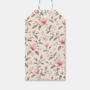 Soft Pink Cherry Blossom Floral Seamless Pattern Gift Tags