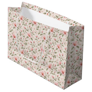 Soft Pink Cherry Blossom Floral Seamless Pattern Large Gift Bag