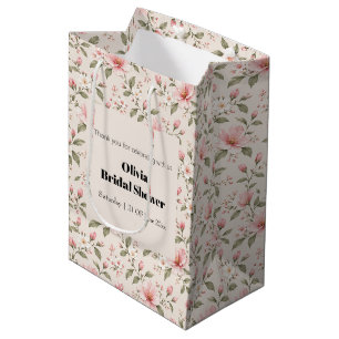 Soft Pink Cherry Blossom Floral Seamless Pattern Medium Gift Bag
