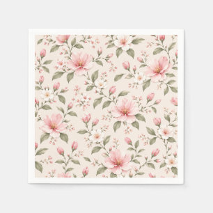 Soft Pink Cherry Blossom Floral Seamless Pattern Napkin