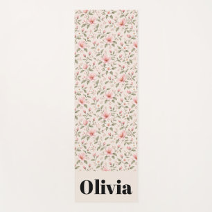 Soft Pink Cherry Blossom Floral Seamless Pattern Yoga Mat