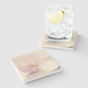 Soft Pink Cherry Blossom Flower Stone Coaster