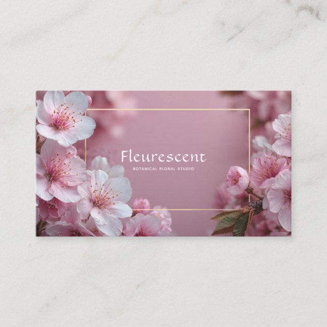 Soft Pink Cherry Blossom Modern Bokeh Business Card (Front)
