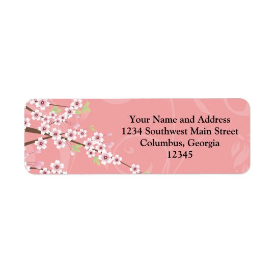 Soft Pink Cherry Blossom Return Address Label