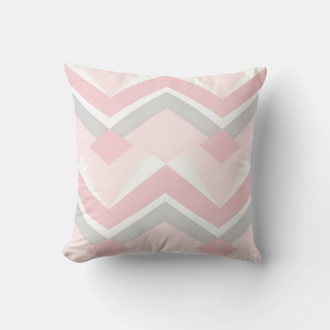 Soft Pink Chevron Geometric Cushion (Front)