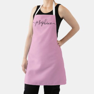 Soft Pink Chic Elegant script Name Gift Apron