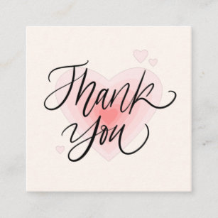 Soft Pink Chic & Girly Valentine's Day Thank You Square Business Card