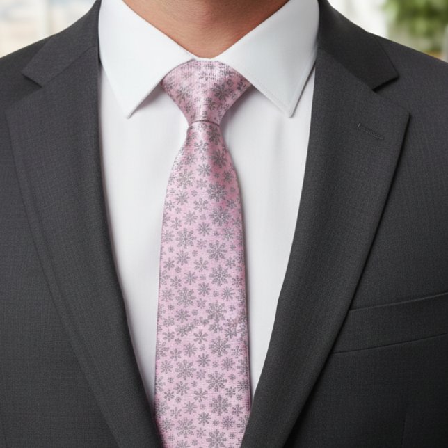 Soft Pink Christmas w/ Elegant Snowflakes Tie (Creator Uploaded)