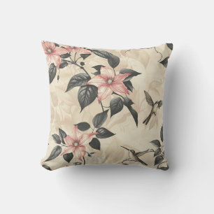 Soft Pink Clematis Blossom Liana Garden Plant Cushion