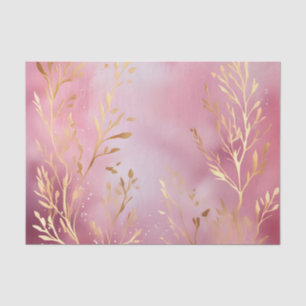 Soft Pink Coral Watercolor Art with Gold Accents Tissue Paper